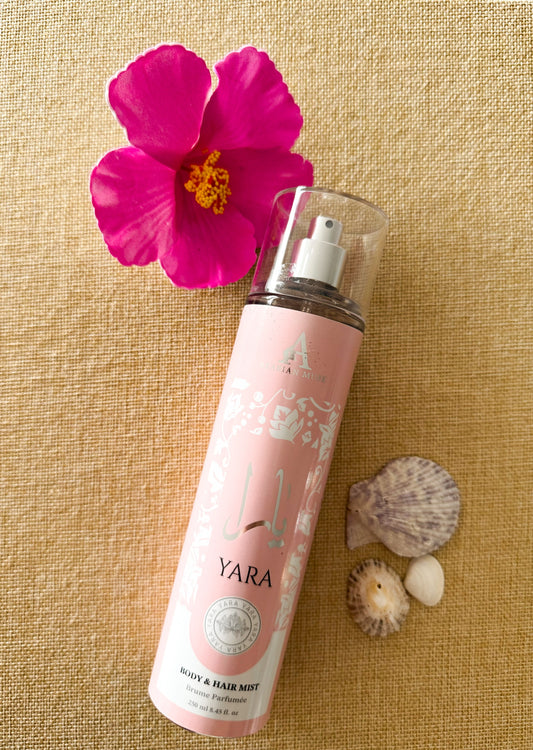 Brume Yara – Brume scintillante corps & cheveux | Hydratante & parfumée