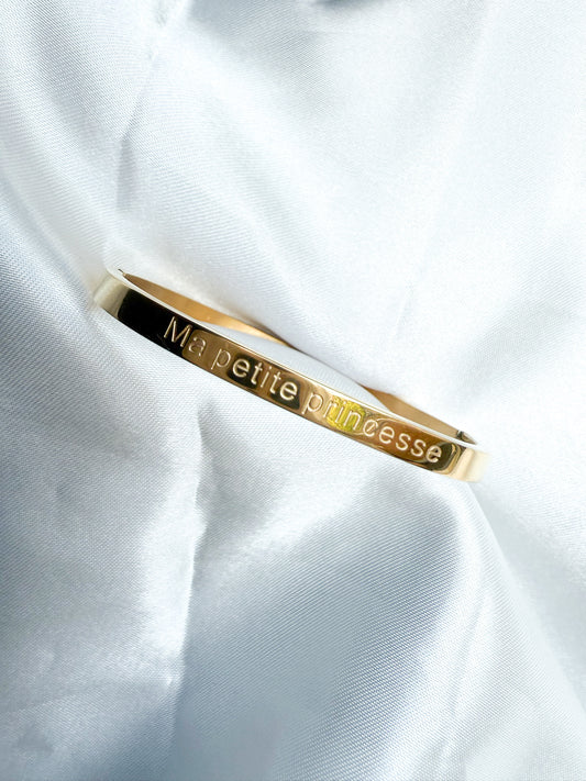 Bracelet Jonc Gravé Enfant – “Ma petite princesse” | Bijou Petite Fille dès 3 ans