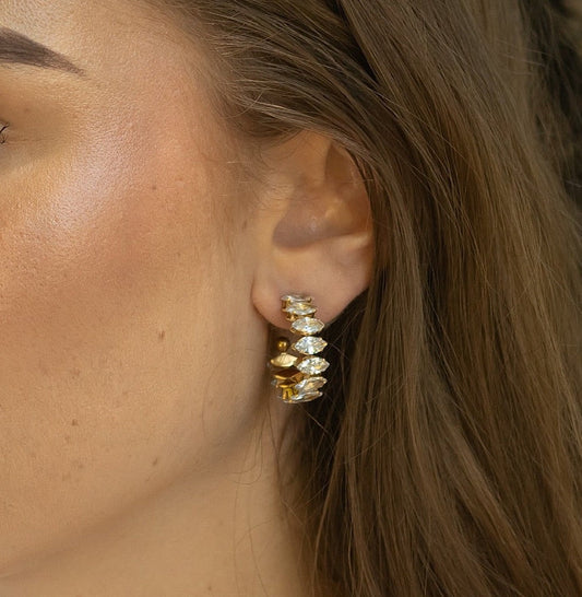 Boucles d’oreilles créole strass Ciara en acier inoxydable – Or