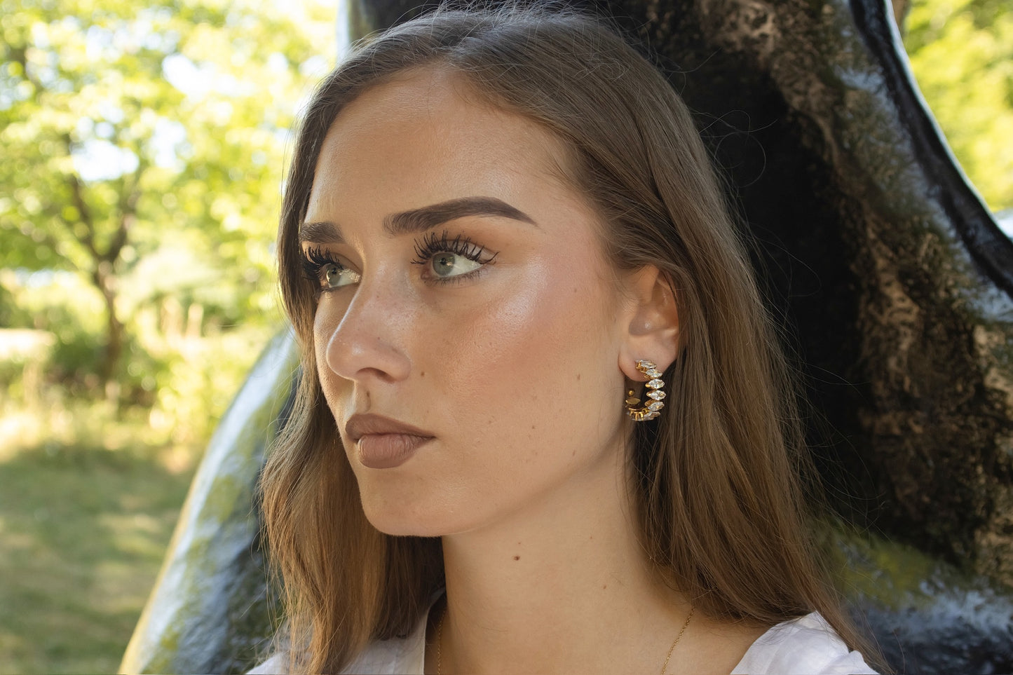 Boucles d’oreilles créole strass Ciara en acier inoxydable – Or