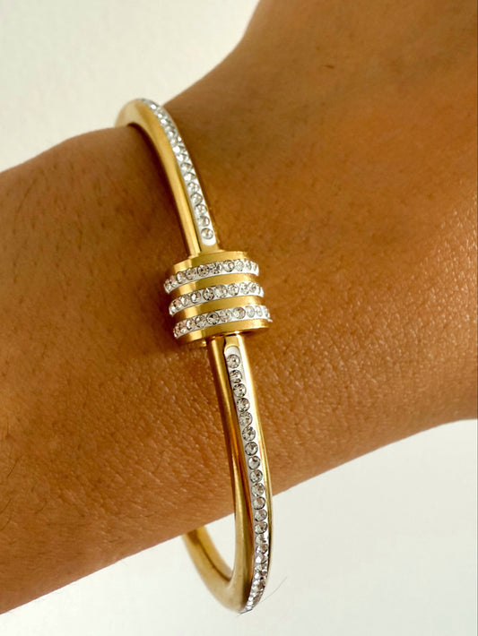 Bracelet jonc DUBAI - Doré avec Strass – Éclat Raffiné